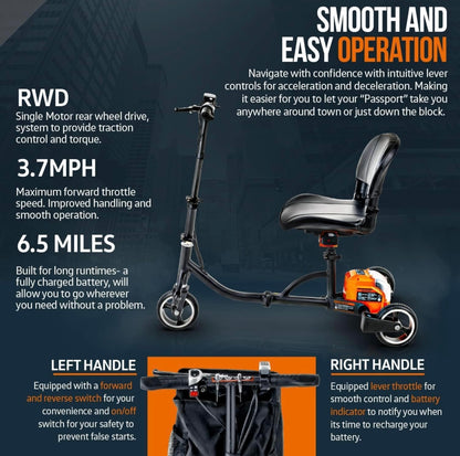 SuperHandy Lightweight Folding Mobility Scooter Lithium Compact Travel