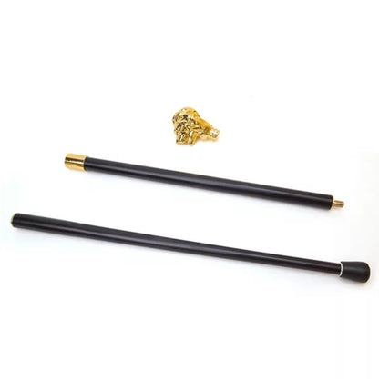 Gentlemen’s Black Walking Stick Cane Formal With Gold-Plated Lion Head