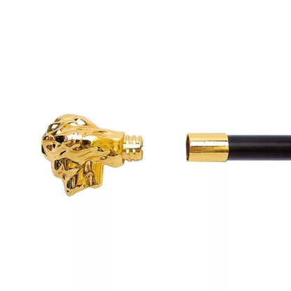 Gentlemen’s Black Walking Stick Cane Formal With Gold-Plated Lion Head