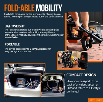 SuperHandy Lightweight Folding Mobility Scooter Lithium Compact Travel