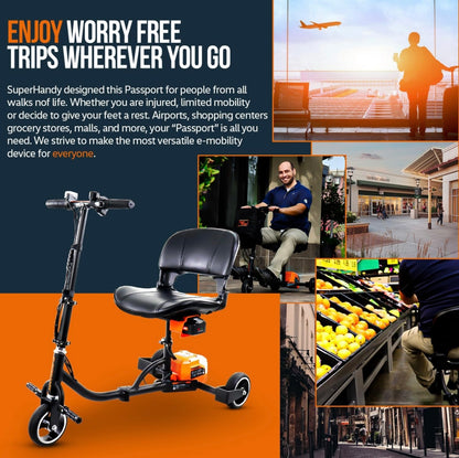 SuperHandy Lightweight Folding Mobility Scooter Lithium Compact Travel