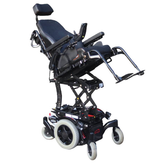 Quickie Salsa Mini M2 6MPH Red Line Attendant Control MWD Electric Wheelchair Powerchair MND Riser Tilt