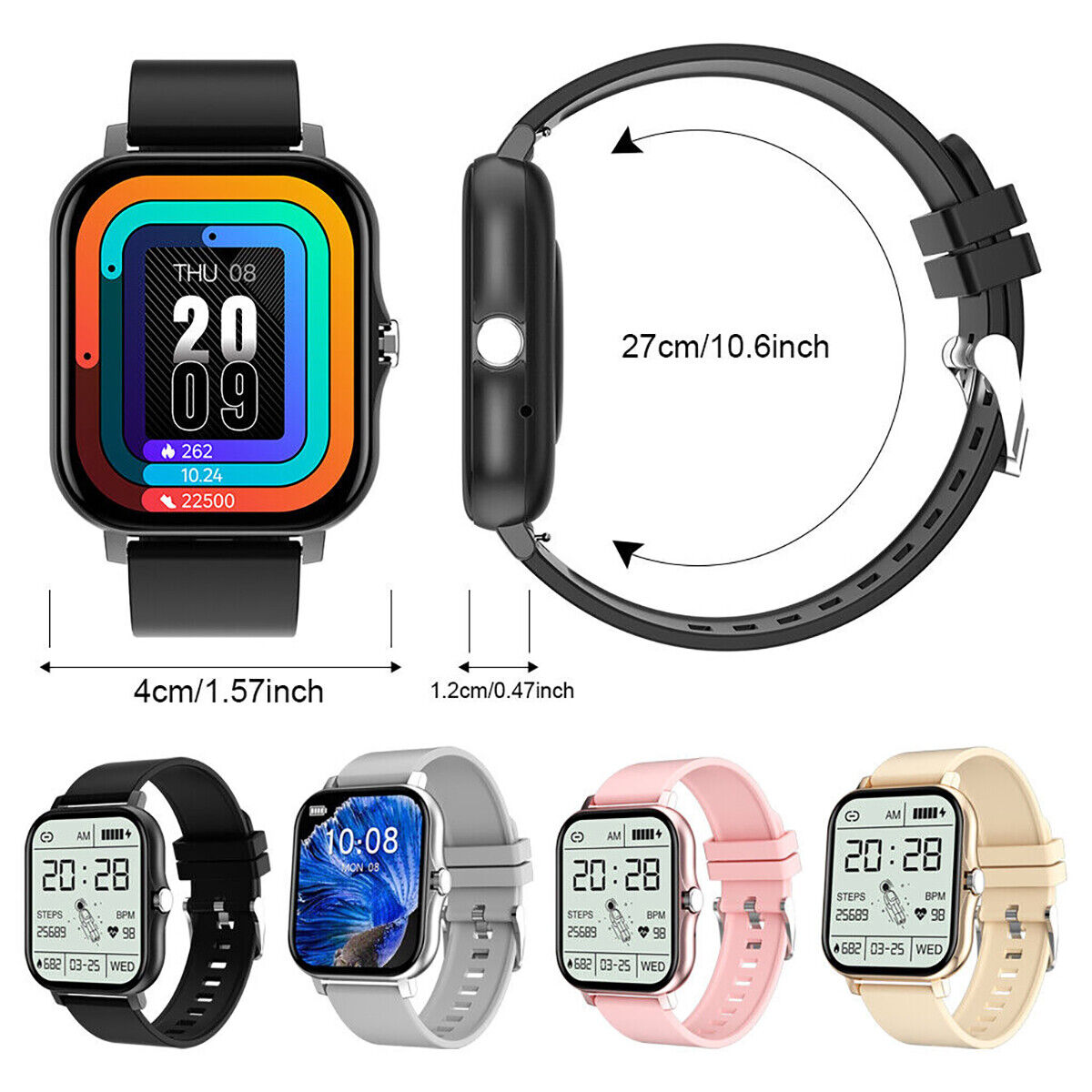 Smartwatch Blood Glucose Monitor ECG Tracker Fitness Heart Rate