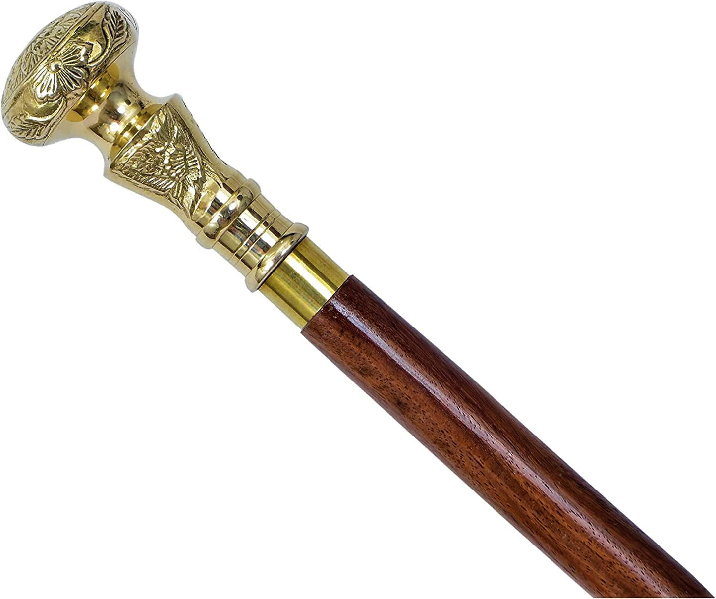 brass inlaid walking stick