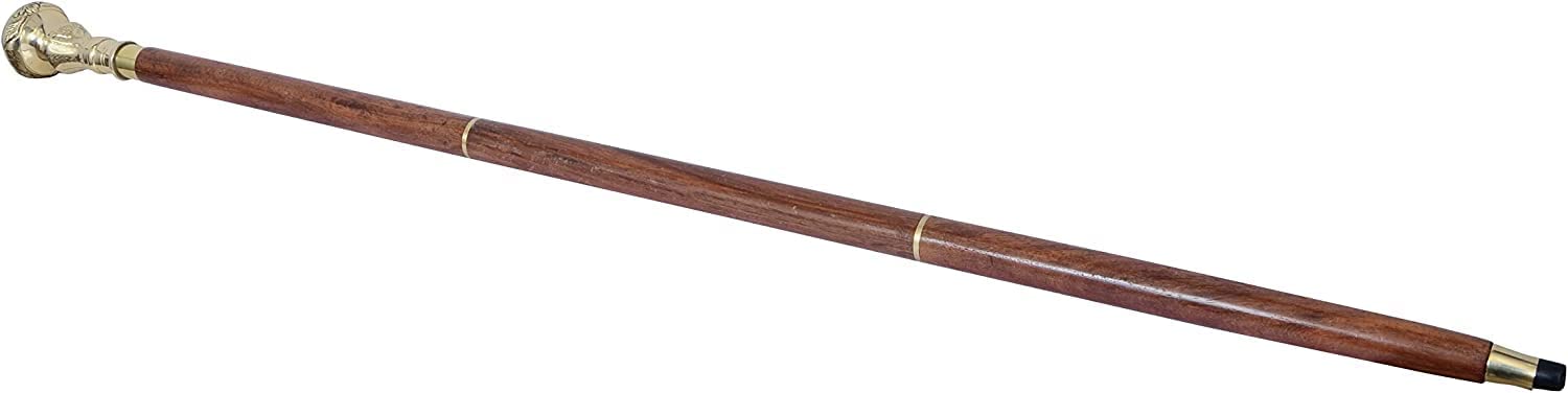 inlaid walking stick brass