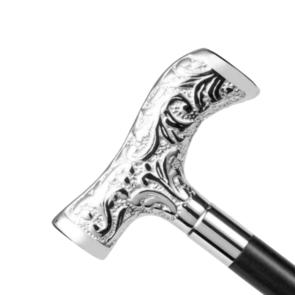 silver chrome walking cane